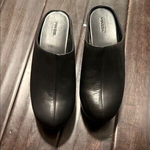Vince Black Leather Chunky Clog
